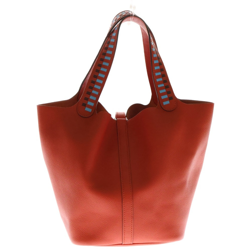 HERMES(エルメス) ピコタンロックPM トレサージュ カプシーヌ ヴォーエプソン レザーハンドバッグ オレンジ レディース C刻印