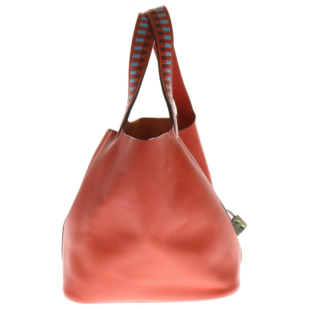 HERMES(エルメス) ピコタンロックPM トレサージュ カプシーヌ ヴォーエプソン レザーハンドバッグ オレンジ レディース C刻印