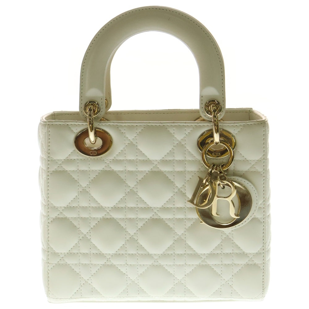 Christian Dior(クリスチャンディオール) My ABC Dior マイレディディオール スモール ホワイト レザー ゴールド金具