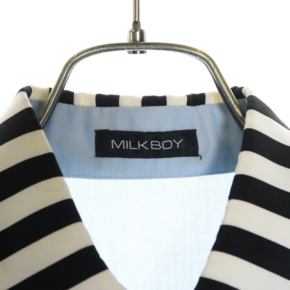 MILK BOY(ミルクボーイ) 音符刺繍 ストライプ 長袖シャツ ブルー 20173114