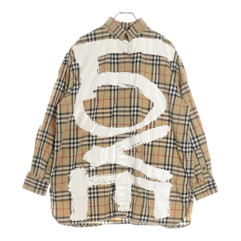BURBERRY(バーバリー) LOVE グラフィティプリント ノバチェック総柄 ロングスリーブ 長袖シャツ ベージュ 8038128