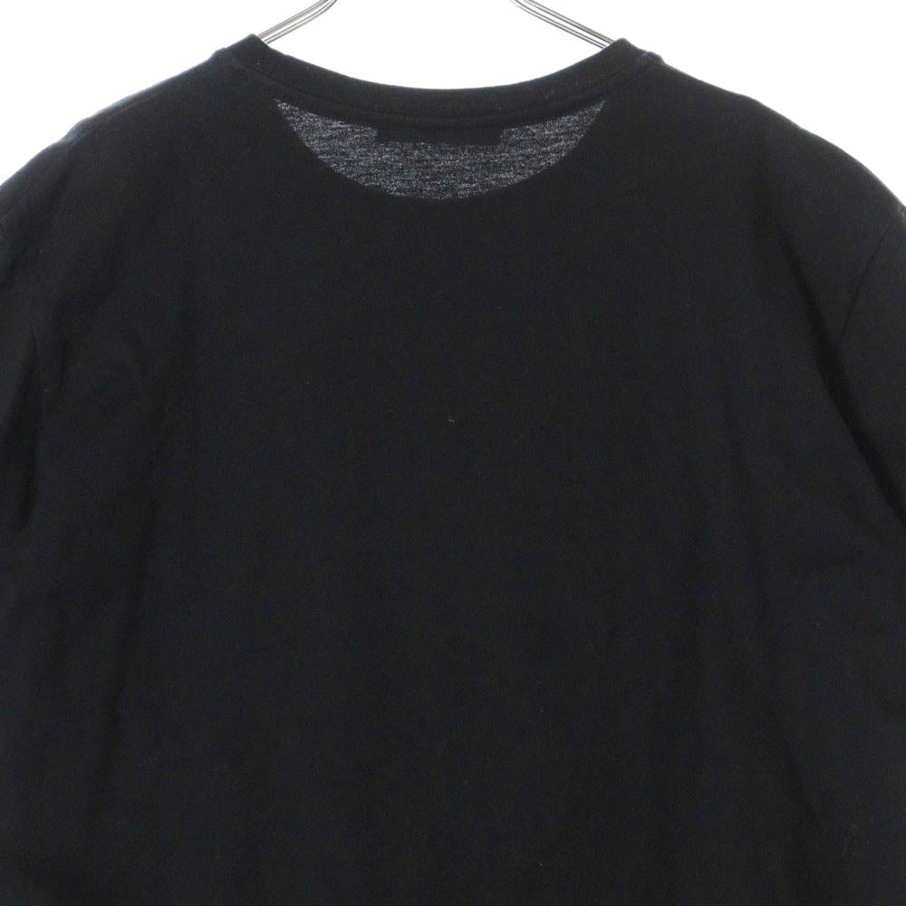 MCM(エム シー エム) スタッズ ラインストーン レザー ロゴ ワッペン クルーネック 半袖Tシャツ カットソー ブラック MHT8AMM03BK0XL