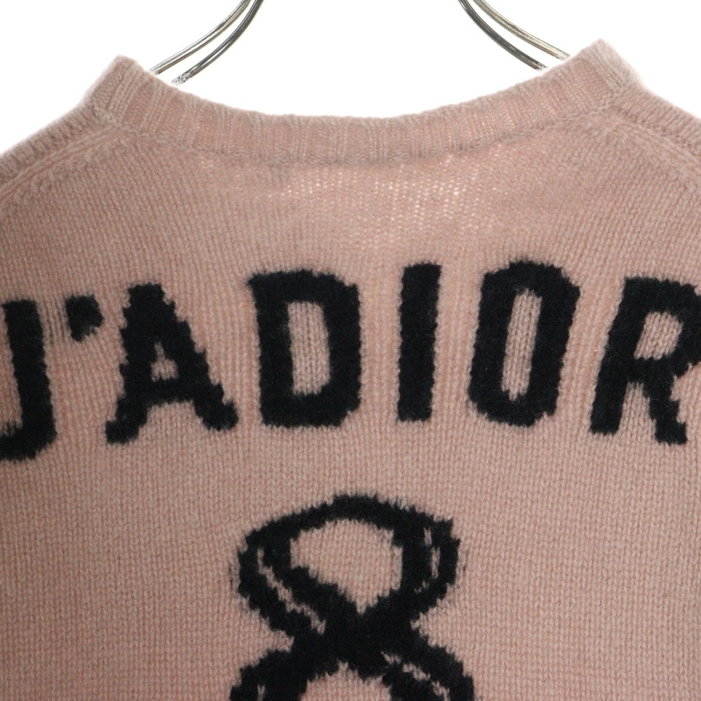 Christian Dior(クリスチャンディオール) J'ADIOR ナンバリング カシミヤ クルーネック ショート丈 クロップド 長袖ニット セーター ピンク レディース 914S60TM013
