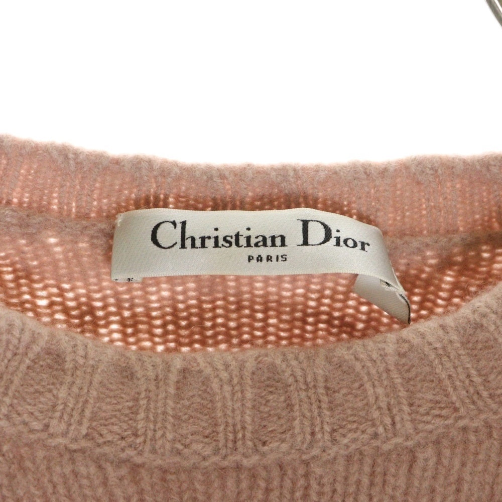 Christian Dior(クリスチャンディオール) J'ADIOR ナンバリング カシミヤ クルーネック ショート丈 クロップド 長袖ニット セーター ピンク レディース 914S60TM013