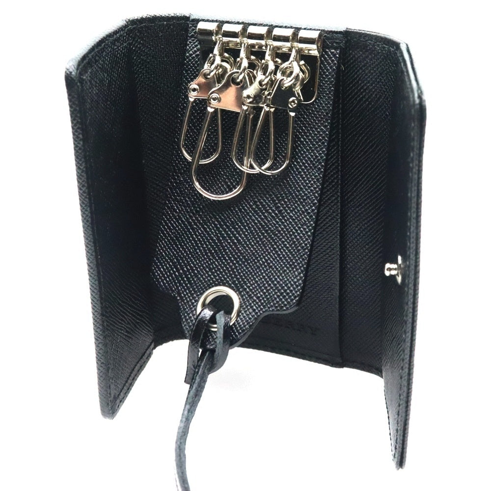 BURBERRY(バーバリー) ノバチェック 4連キーケース バッグチャーム キーホルダー ブラック シルバー金具 レザー YD4665