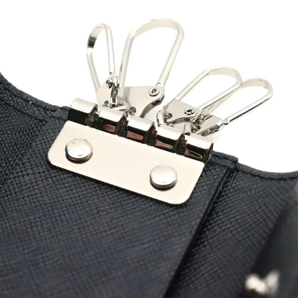 BURBERRY(バーバリー) ノバチェック 4連キーケース バッグチャーム キーホルダー ブラック シルバー金具 レザー YD4665