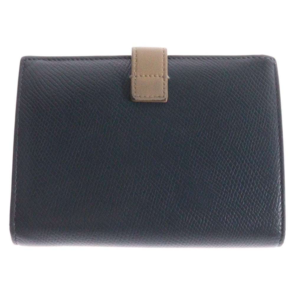 CELINE(セリーヌ) 二つ折り財布 ウォレット カードケース ゴールド金具 ネイビー×ベージュ レザー