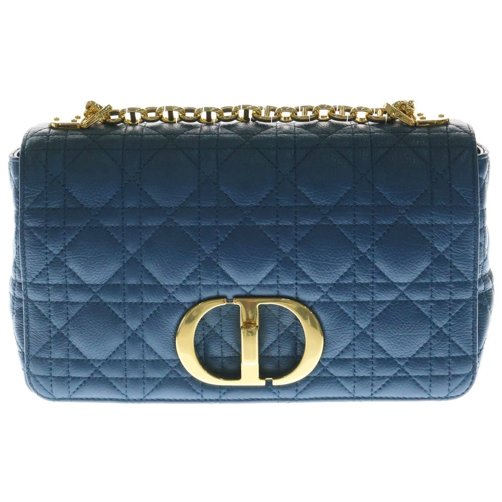 Christian Dior(クリスチャンディオール) カロ ミディアム 2WAYバッグ ハンドバッグ チェーンショルダーバッグ ブルー カナージュ レザー ゴールド金具