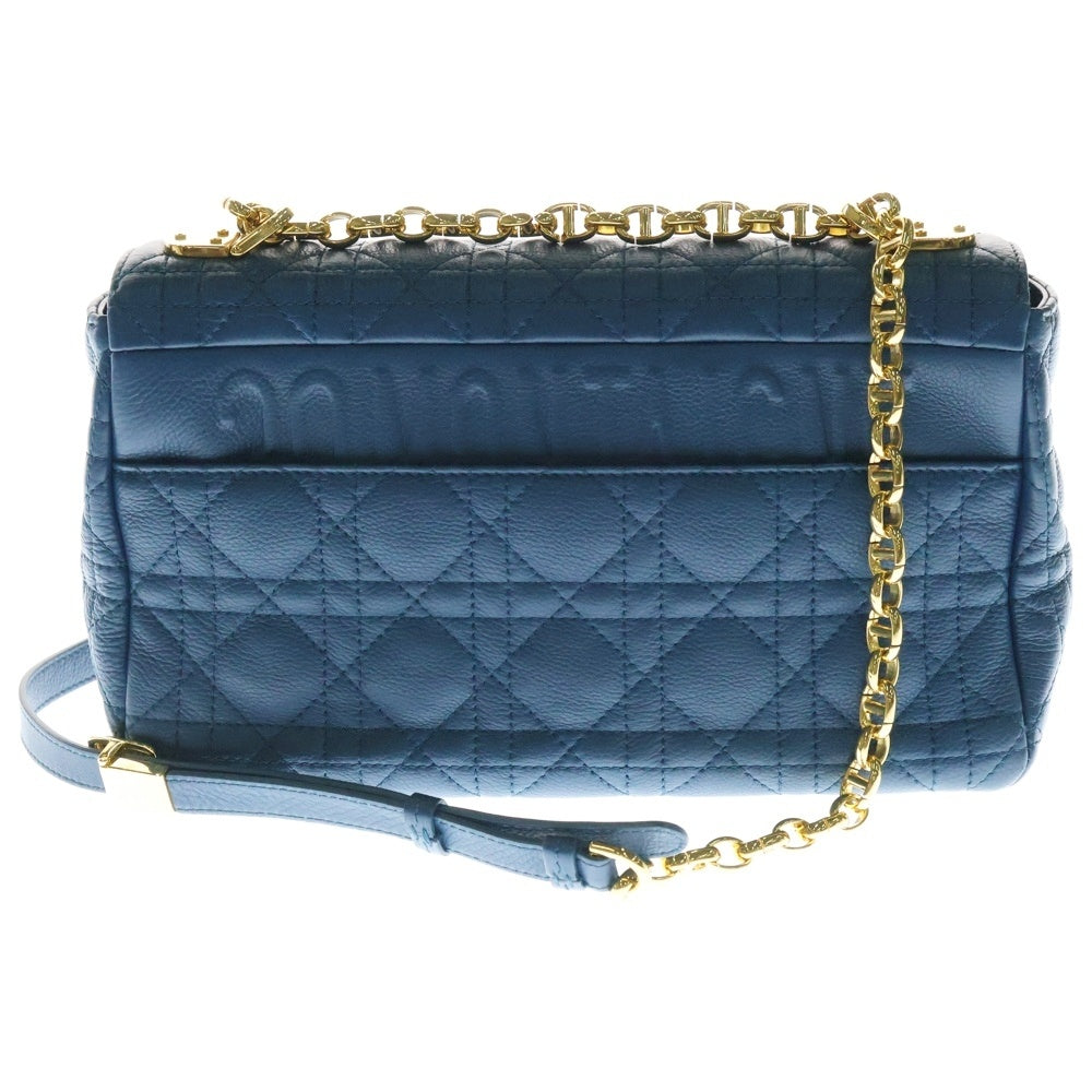 Christian Dior(クリスチャンディオール) カロ ミディアム 2WAYバッグ ハンドバッグ チェーンショルダーバッグ ブルー カナージュ レザー ゴールド金具