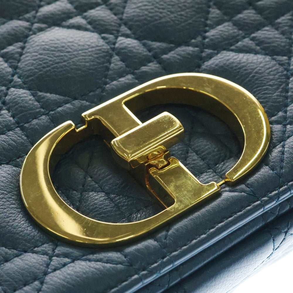 Christian Dior(クリスチャンディオール) カロ ミディアム 2WAYバッグ ハンドバッグ チェーンショルダーバッグ ブルー カナージュ レザー ゴールド金具