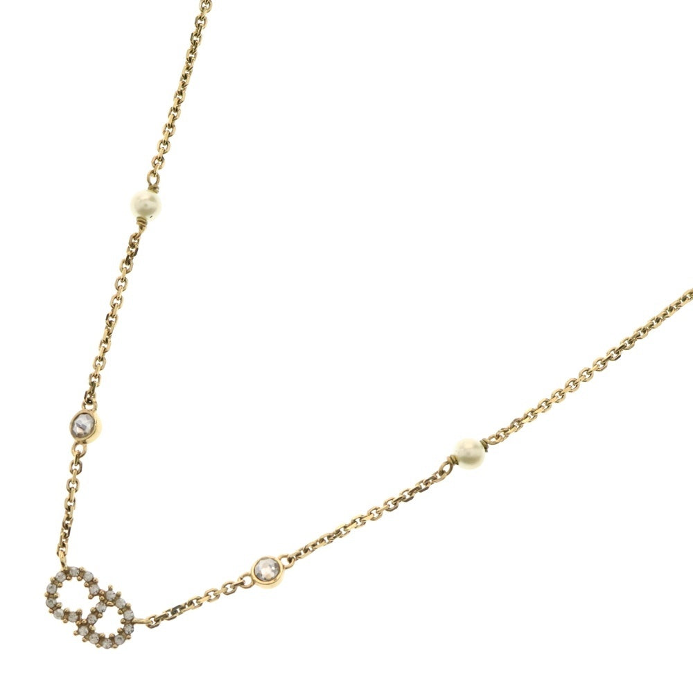 Christian Dior(クリスチャンディオール) Clair D Lune ネックレス GD メタル・レジンパール・クリスタル ネックレス CDロゴ ゴールド