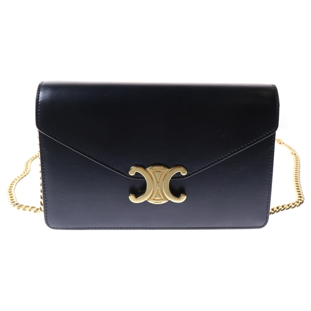 CELINE(セリーヌ) マーゴ トリオンフ チェーンウォレット ショルダーバッグ ブラック ゴールド金具 レザー
