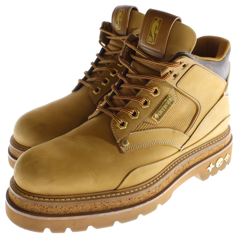 LOUIS VUITTON(ルイヴィトン) ×NBA OBERKAMPF Ankle Boot オーベルカンフ モノグラム スウェードレザー レースアップ ハイカット アンクルブーツ ブラウン