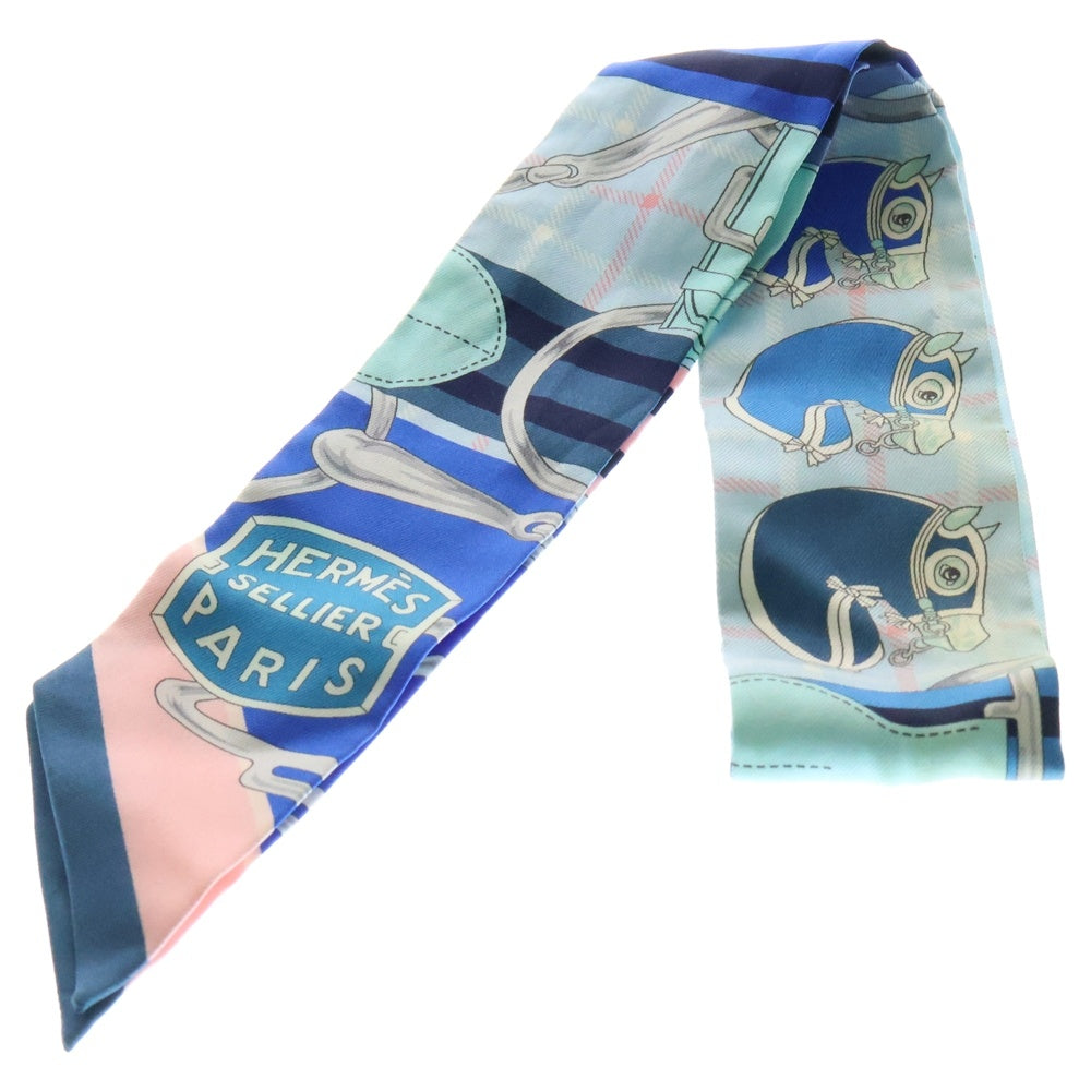 HERMES(エルメス) ツイリー タッタソール シルクスカーフ ブルー×ピンク