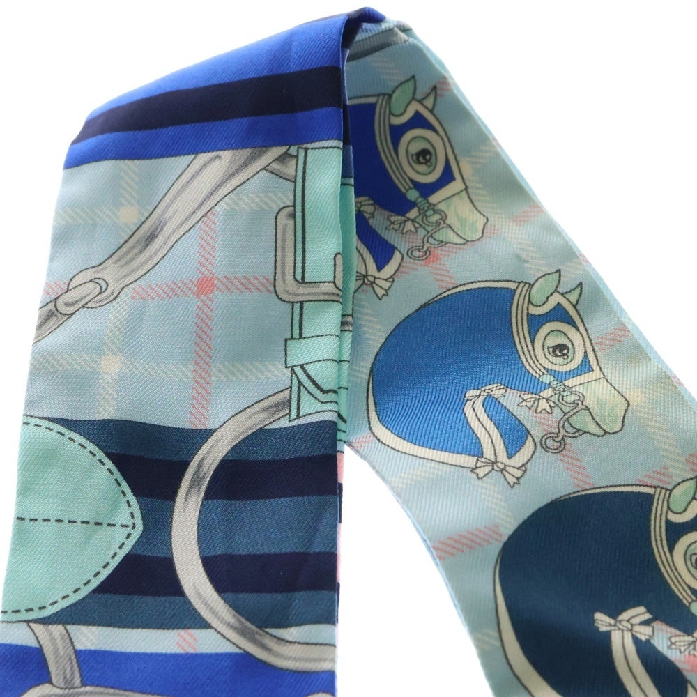 HERMES(エルメス) ツイリー タッタソール シルクスカーフ ブルー×ピンク