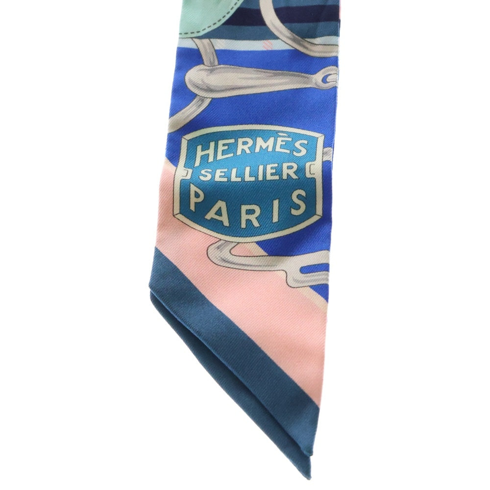 HERMES(エルメス) ツイリー タッタソール シルクスカーフ ブルー×ピンク