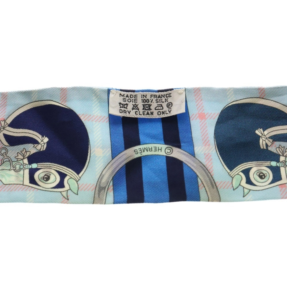 HERMES(エルメス) ツイリー タッタソール シルクスカーフ ブルー×ピンク