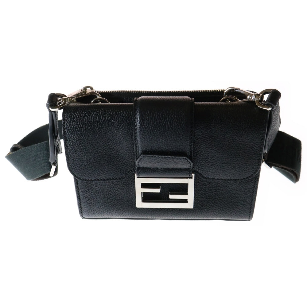 FENDI(フェンディ) ダブルバケットバッグ ブラック レザー ショルダーバッグ FFロゴ 7VA649