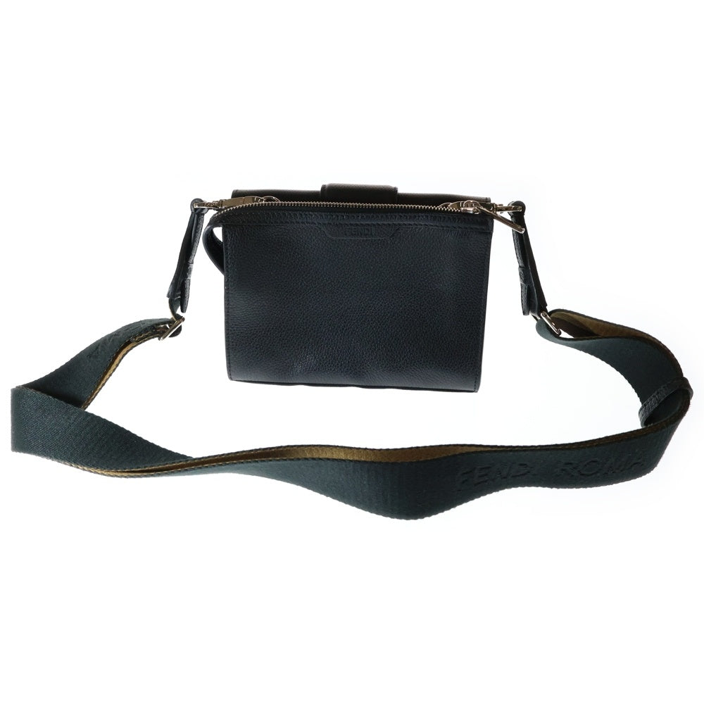 FENDI(フェンディ) ダブルバケットバッグ ブラック レザー ショルダーバッグ FFロゴ 7VA649