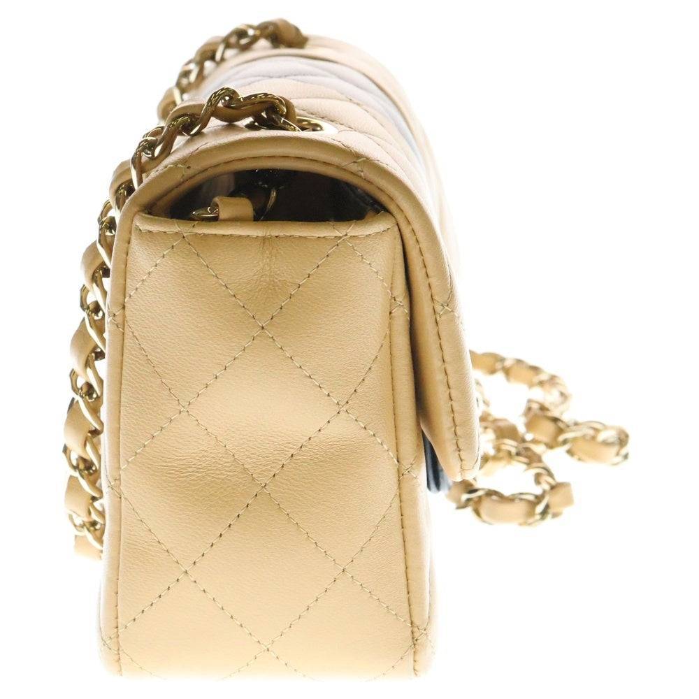 CHANEL(シャネル) ココマーク ミニマトラッセ ラムスキン バイカラーチェーンショルダーバッグ ベージュ/ブラック レディース
