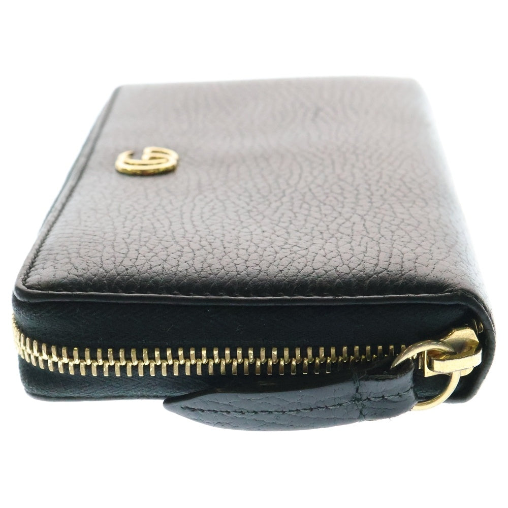GUCCI(グッチ) GGマーモント ラウンドファスナー長財布 ロングウォレット カードケース ゴールド金具 ブラック レザー 456117