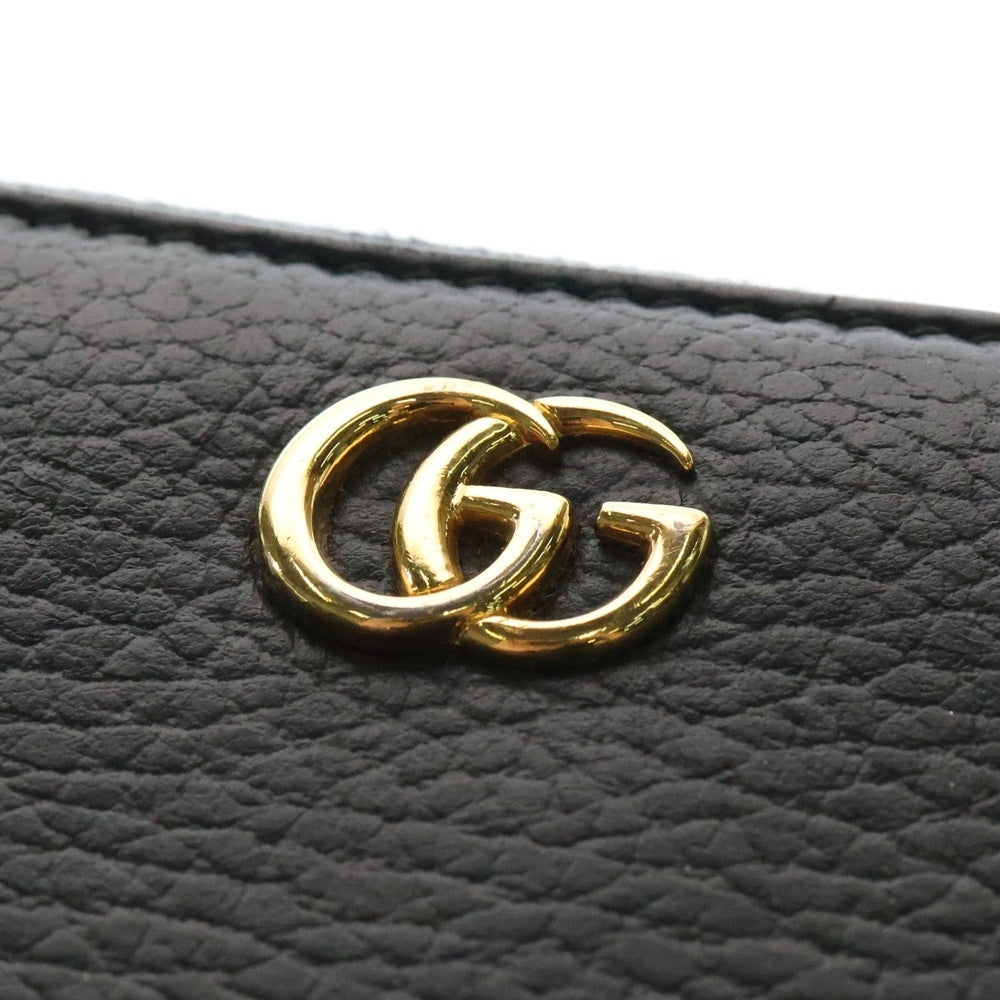 GUCCI(グッチ) GGマーモント ラウンドファスナー長財布 ロングウォレット カードケース ゴールド金具 ブラック レザー 456117