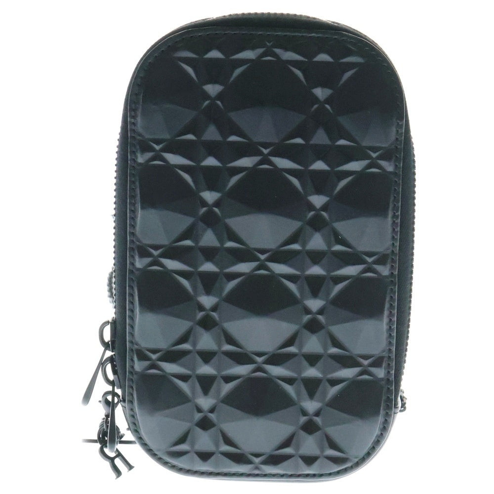 Christian Dior(クリスチャンディオール) チェーン フォンホルダー ダイヤモンド カナージュ ブラック カーフスキン