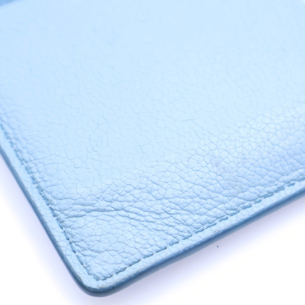 miumiu(ミュウミュウ) ロゴ フラグメント コインケース カードケース 小物入れ レザー ライトブルー ゴールド金具 レザー 5MB060