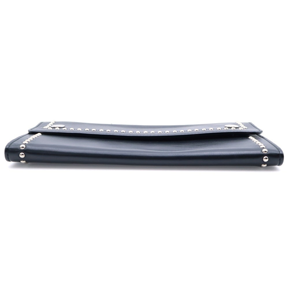 J&M DAVIDSON(ジェイアンドエムデヴィッドソン) トラベルポーチウィズスタッズ チェーンショルダー ウォレット ショルダーバッグ ブラック シルバー金具 レザー