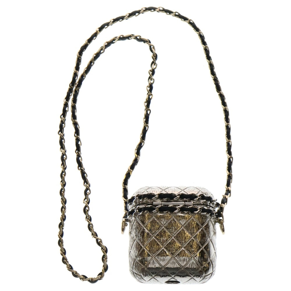 CHANEL(シャネル) ココマーク マトラッセモチーフ ラインストーン付チェーンAirpodsケース シルバー レディース