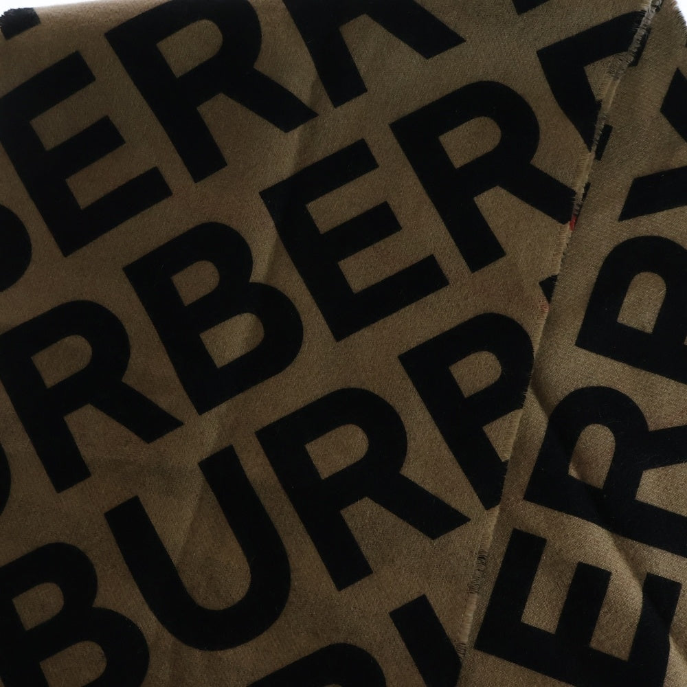 BURBERRY(バーバリー) ノバチェック総柄 ロゴ プリント フリンジ リバーシブル ウール マフラー ベージュ