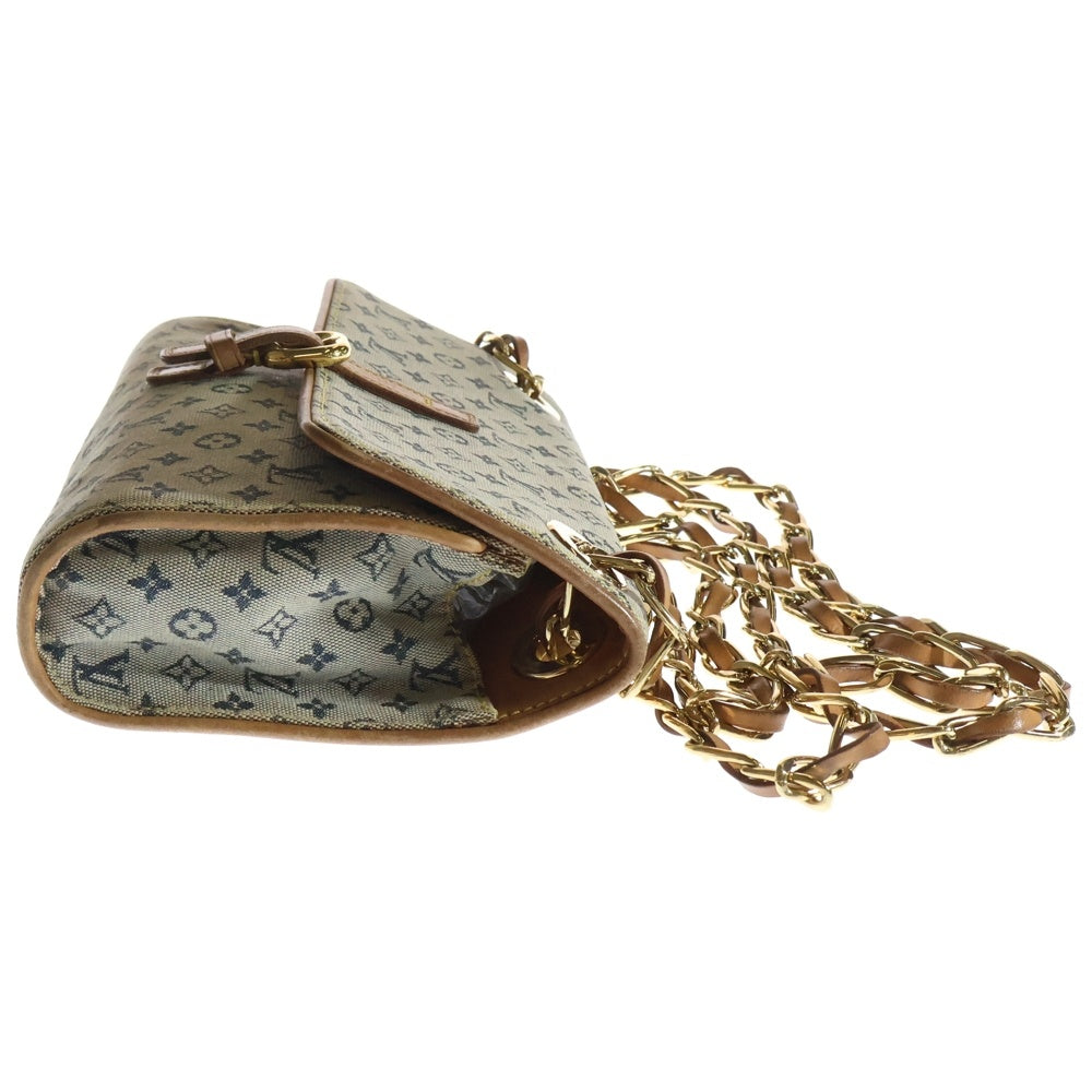 LOUIS VUITTON(ルイヴィトン) カミーユ モノグラム ミニ キャンバス レザー チェーン ショルダーバッグ ゴールド金具 インディゴ ブラウン