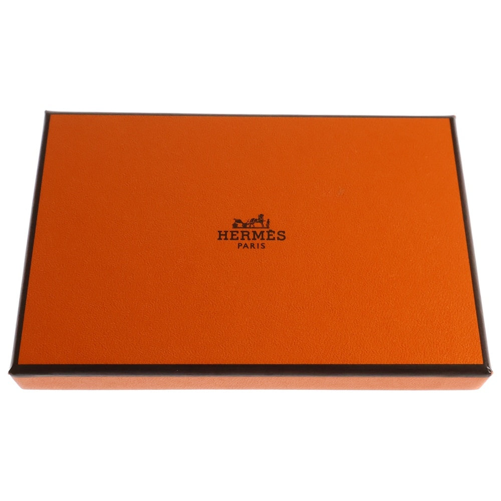 HERMES(エルメス) カルヴィ シェーブル カードケース ウォレット コインケース 小物入れ ベージュ シルバー金具 W刻印