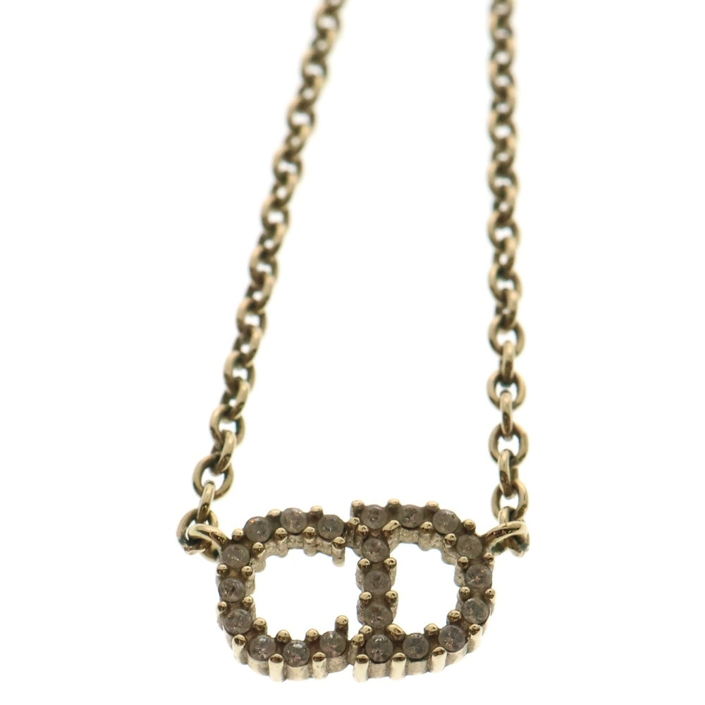 Christian Dior(クリスチャンディオール) CDロゴ ラインストーン ネックレス ペンダント ゴールド チェーン GP