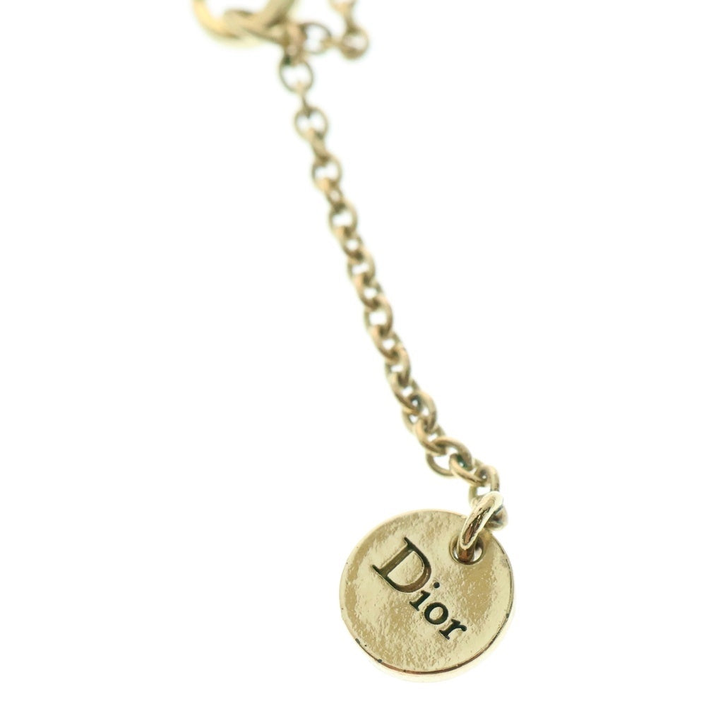 Christian Dior(クリスチャンディオール) CDロゴ ラインストーン パールネックレス ペンダント ゴールド GP