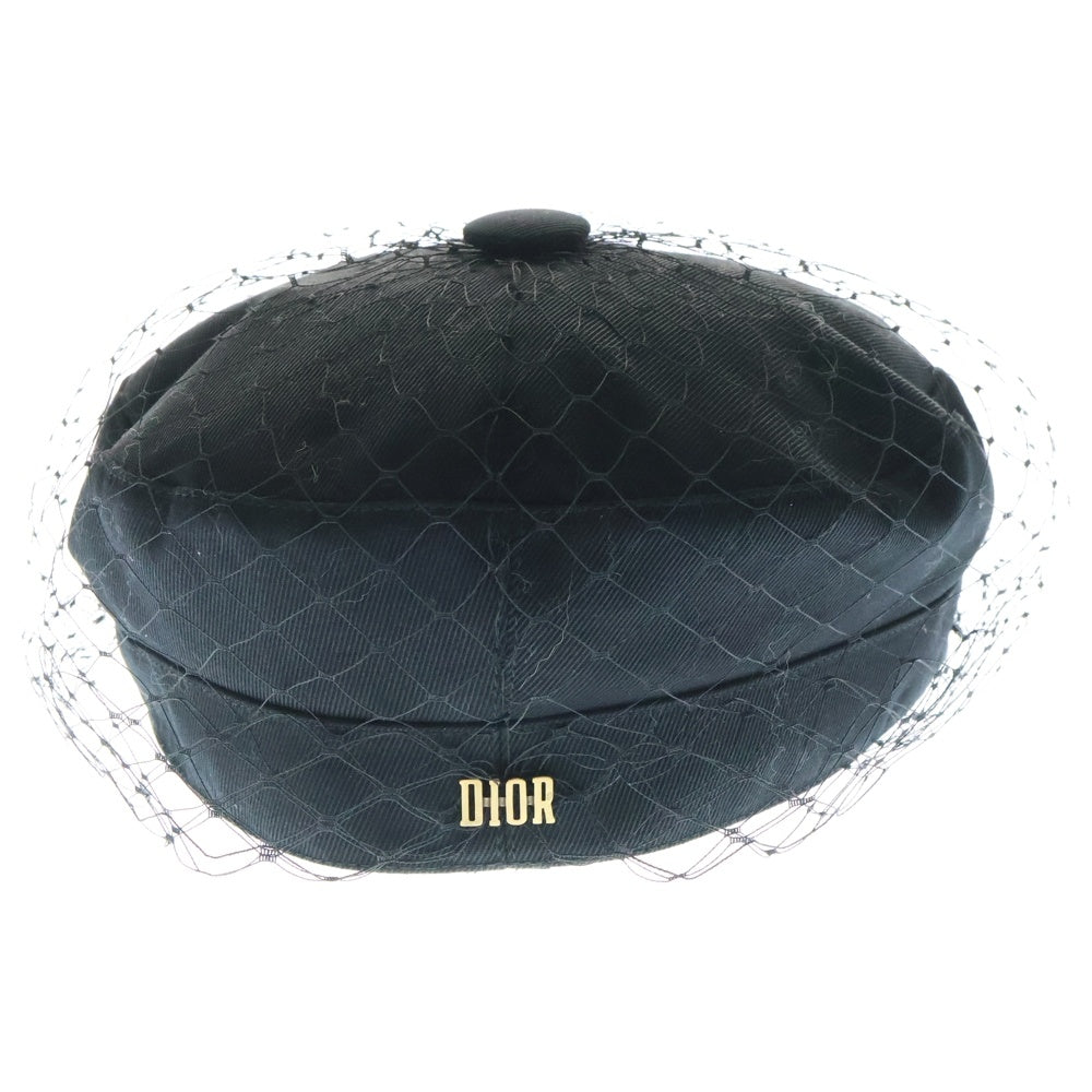 Christian Dior(クリスチャンディオール) Arty アーティー ベール付き コットン キャスケット 帽子 ブラック レディース 86ATY920G130