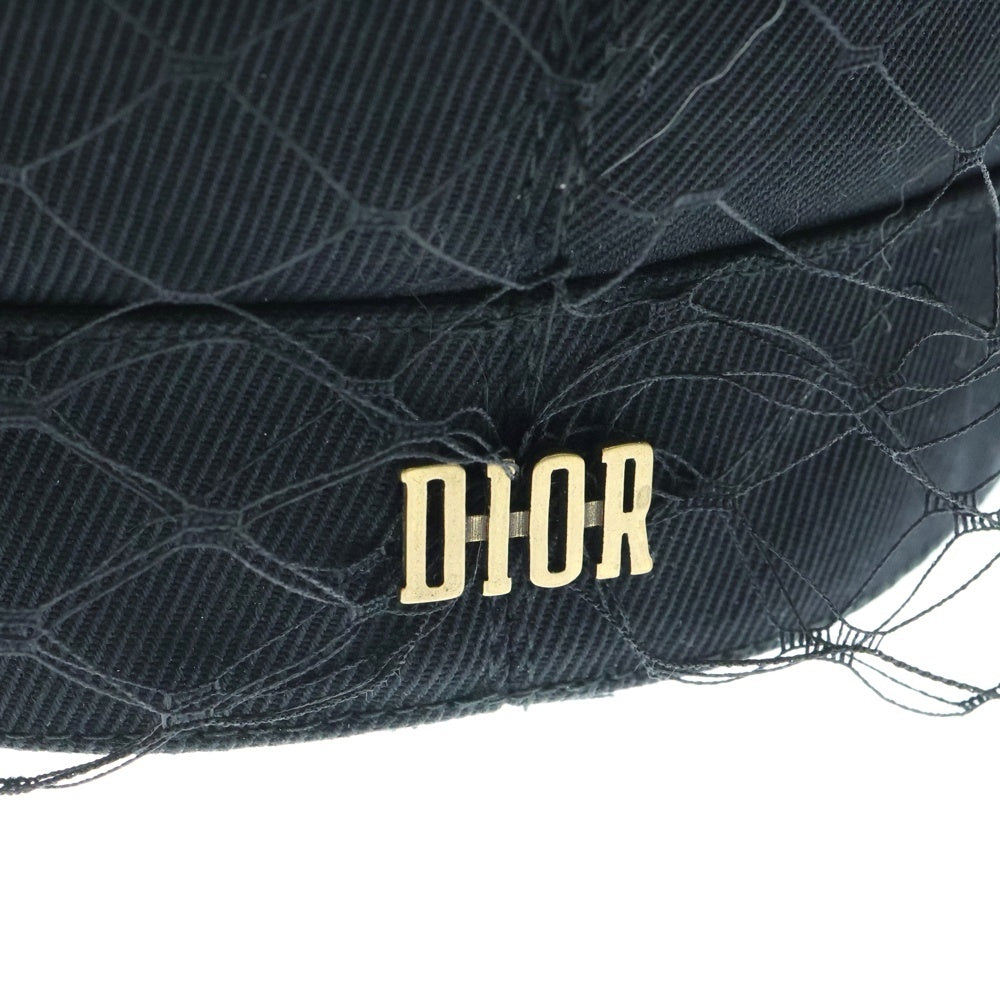 Christian Dior(クリスチャンディオール) Arty アーティー ベール付き コットン キャスケット 帽子 ブラック レディース 86ATY920G130