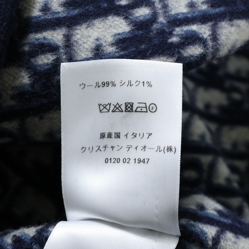 Christian Dior(クリスチャンディオール) オブリーク 裏地総柄 シルク混 ウール チェスターコート ネイビー レディース 110M36A1375