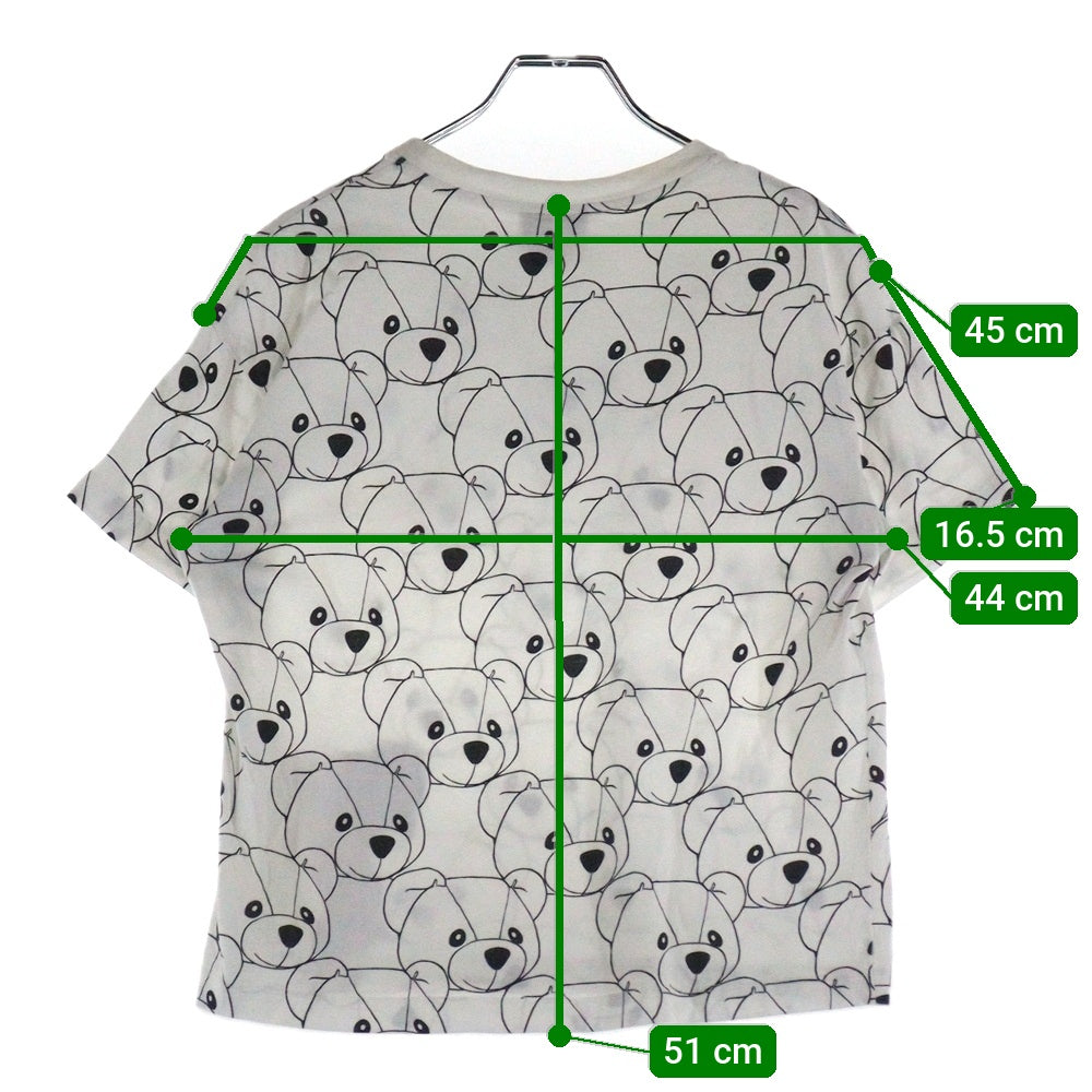 FENDI(フェンディ) ズッカ柄 テディベア 総柄プリント クルーネック 半袖Tシャツ カットソー ホワイト レディース