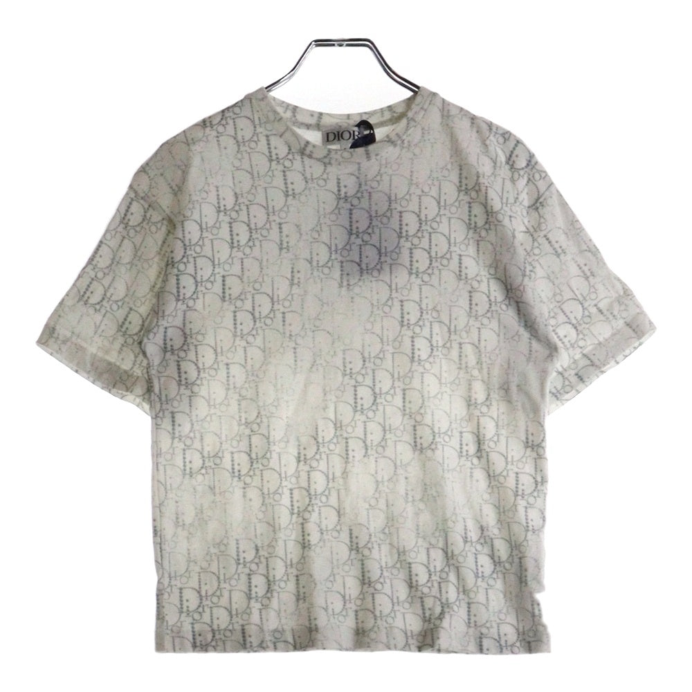 DIOR(ディオール) オブリーク トロッター 総柄プリント クルーネック 半袖Tシャツ カットソー ホワイト レディース 3SBM23TEEE