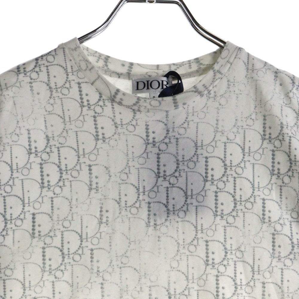 DIOR(ディオール) オブリーク トロッター 総柄プリント クルーネック 半袖Tシャツ カットソー ホワイト レディース 3SBM23TEEE