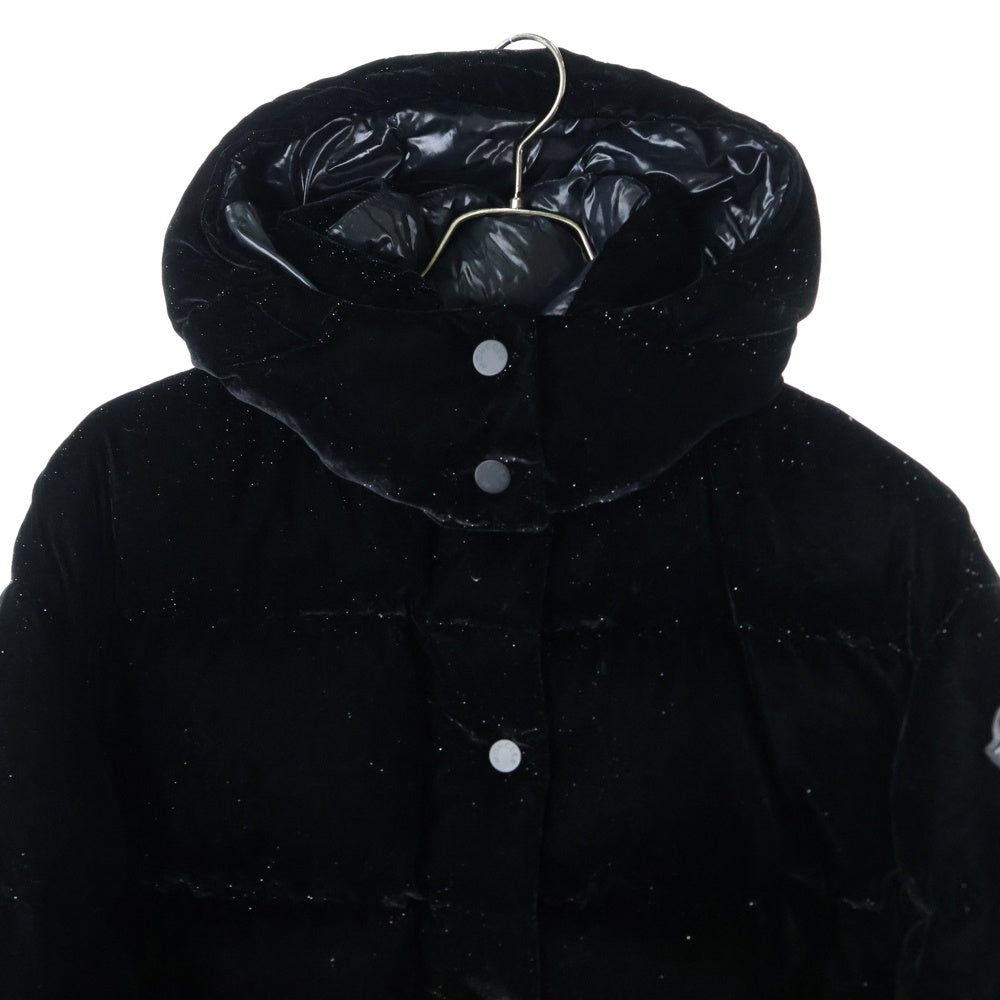 MONCLER(モンクレール) 21AW DAOS ダオス ラメ ベロア ベルベット フーデッド スナップボタン ダウンジャケット ブラック レディース G20931A00104 54ANY