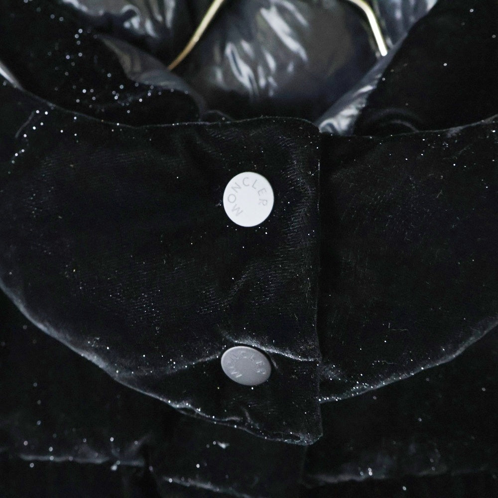 MONCLER(モンクレール) 21AW DAOS ダオス ラメ ベロア ベルベット フーデッド スナップボタン ダウンジャケット ブラック レディース G20931A00104 54ANY