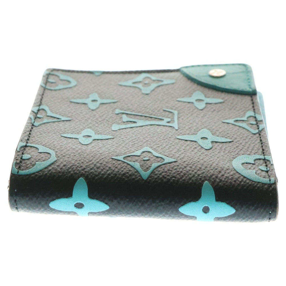 LOUIS VUITTON(ルイヴィトン) プレイグラウンド ポルトフォイユスレンダー コンパクトウォレット 二つ折り財布 カードケース ターコイズブルー×ブラック レザー M82004