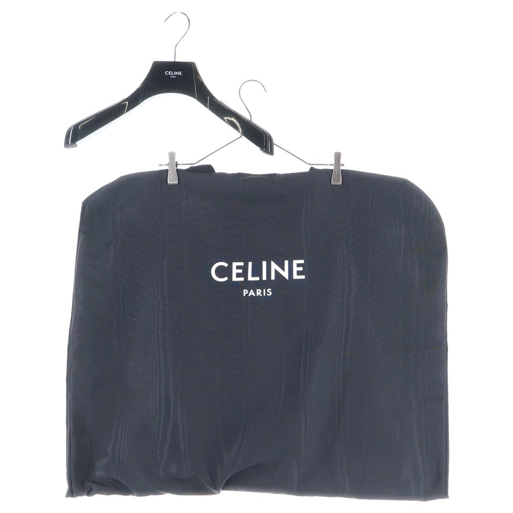 CELINE(セリーヌ) 24AW ロゴ刺繍 トリオンフチャーム ボアフリース ジップアップ パーカー フーディー ブラック 2Y905699M