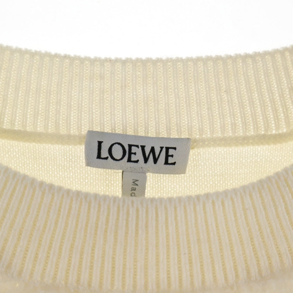 LOEWE(ロエベ) アナグラムロゴ刺繍 パイル生地 クルーネック ロングスリーブ 長袖 ニット セーター アイボリー レディース S359Y14KGJ