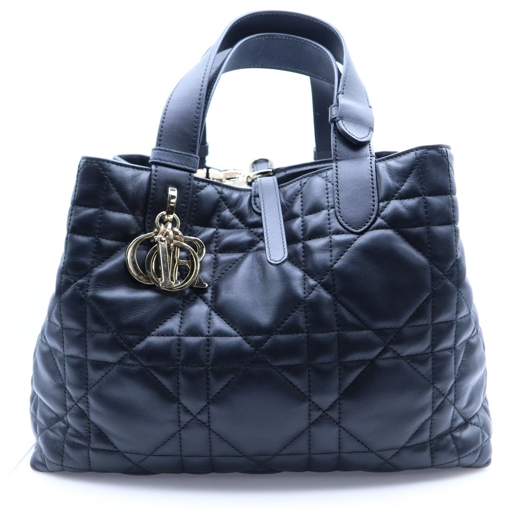 Christian Dior(クリスチャンディオール) マクロカナージュ トゥジュール ミディアム カーフスキン ポーチ付レザーハンドバッグ ブラック レディース