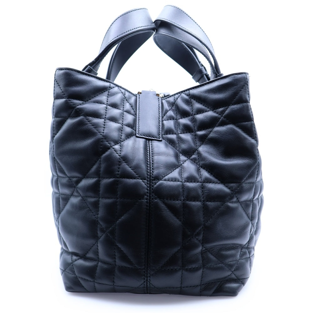 Christian Dior(クリスチャンディオール) マクロカナージュ トゥジュール ミディアム カーフスキン ポーチ付レザーハンドバッグ ブラック レディース