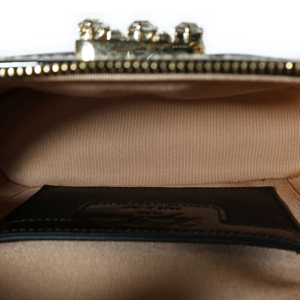 Roger Vivier(ロジェヴィヴィエ) ツイード パテントレザー 2WAY ハンド チェーンショルダー バニティバッグ ゴールド金具 ホワイト/ブラック RBWANMH0002OOP0H62
