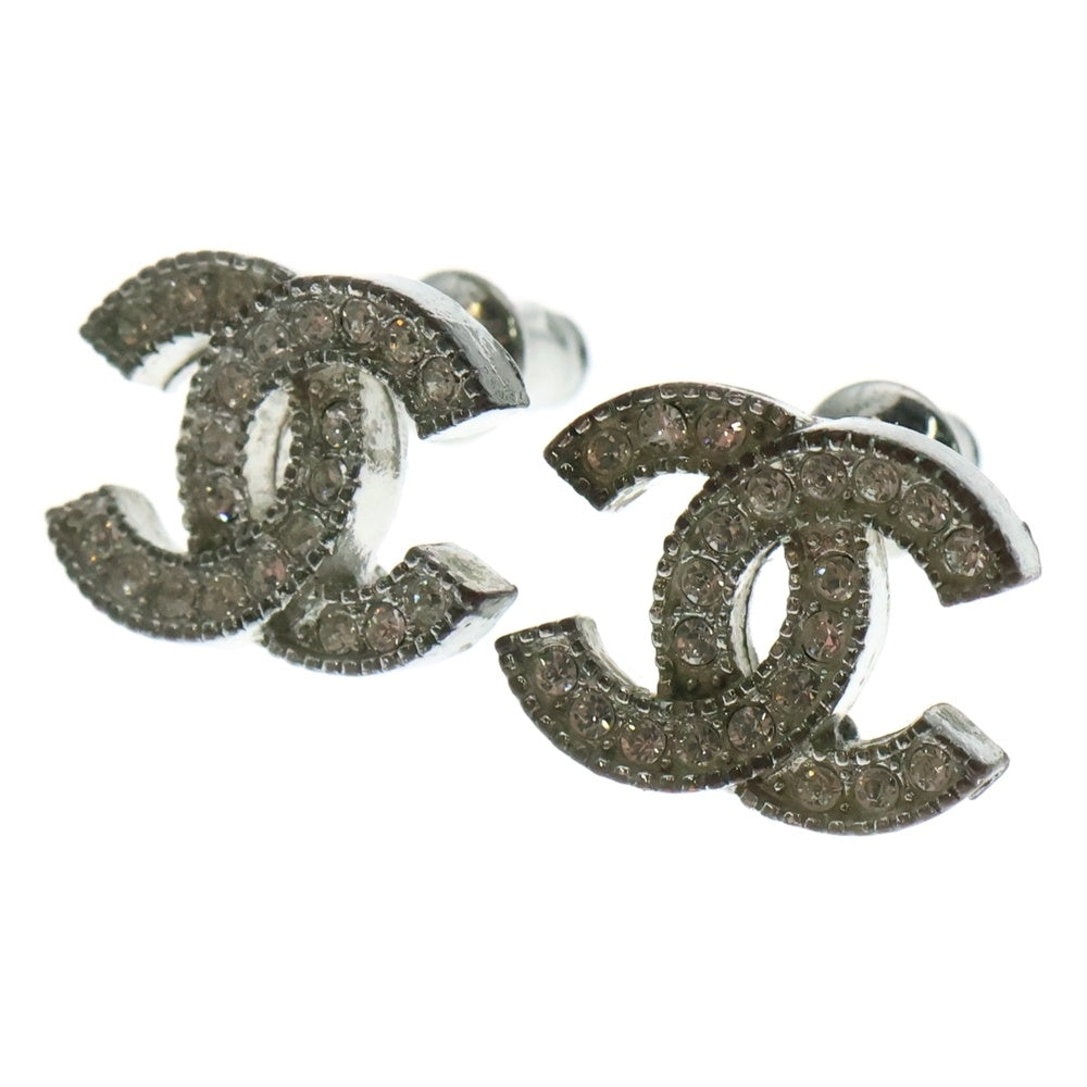 CHANEL(シャネル) ココマーク ラインストーンピアス シルバー
